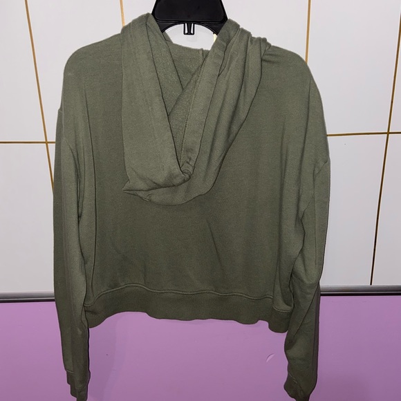 Cropped Olive Green PINK Zip Up Jacket - Picture 2 of 3